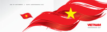 Vietnam Independence Day, Abstract Hand Drawn Flag Of Vietnam, Two Fold Flyer, White Background Banner