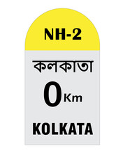 Kolkata Zero Km Milestone Vector Illustration