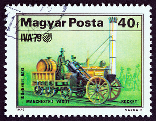 Sticker - Stephenson's Rocket, 1829 (Hungary 1979)