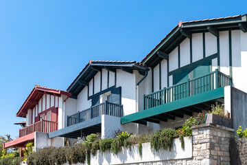 Wall Mural - Bidart in the Basque Country, typical colorful houses in the village
