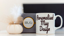 Personalized Mug Design. Personalised Mug Mock-up Design For E-commerce Seller. Custom Cup Mockup Print.  Custom Text And Image White Cup Seller