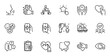 © blankstock - Outline set of Genders, Ranking star and Wash hands line icons for web application. Talk, information, delivery truck outline icon. Vector