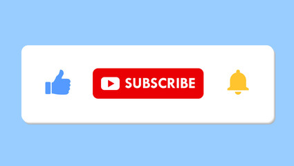 Wall Mural - like subscribe bell ui element icons for content creators banner illustration