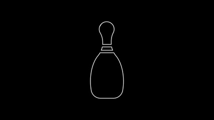 Poster - White line Bowling pin icon isolated on black background. 4K Video motion graphic animation