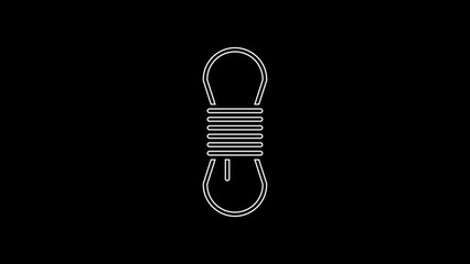 Sticker - White line Climber rope icon isolated on black background. Extreme sport. Sport equipment. 4K Video motion graphic animation