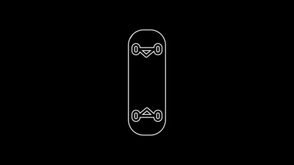 Canvas Print - White line Skateboard trick icon isolated on black background. Extreme sport. Sport equipment. 4K Video motion graphic animation