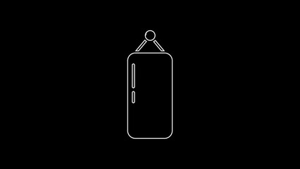 Canvas Print - White line Punching bag icon isolated on black background. 4K Video motion graphic animation