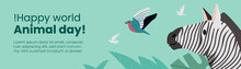 World Animal Day Horizontal Banner Vector Illustration Design