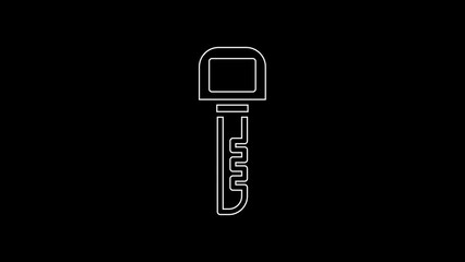 Canvas Print - White line Key icon isolated on black background. 4K Video motion graphic animation