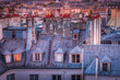 Quarter latin parisian roofs details at dramatic dawn Paris, France