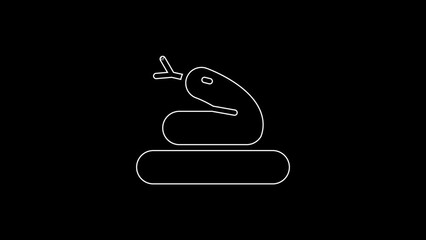 Poster - White line Snake icon isolated on black background. 4K Video motion graphic animation