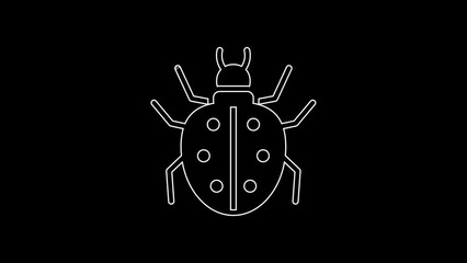 Canvas Print - White line Mite icon isolated on black background. 4K Video motion graphic animation