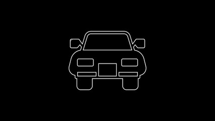 Sticker - White line Car icon isolated on black background. 4K Video motion graphic animation