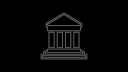 Canvas Print - White line Parthenon from Athens, Acropolis, Greece icon isolated on black background. Greek ancient national landmark. 4K Video motion graphic animation