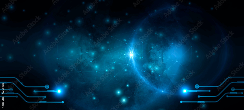 Abstract technology background, the circuit board on dark blue color ...