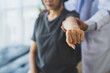 © crizzystudio - The doctor counsels the patient about pain in the muscles of the arms and elbows. office syndrome problem physical therapy diagnostic concept