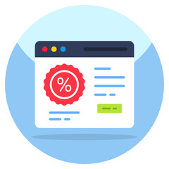 flat design icon of online discount