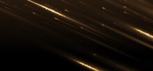 Abstract Elegant Gold Glowing Line With Lighting Effect Sparkle On Black Background. Template Premium Award Design.