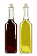 A vector illustration of bottles of olive oil and balsamic vinegar isolated on white