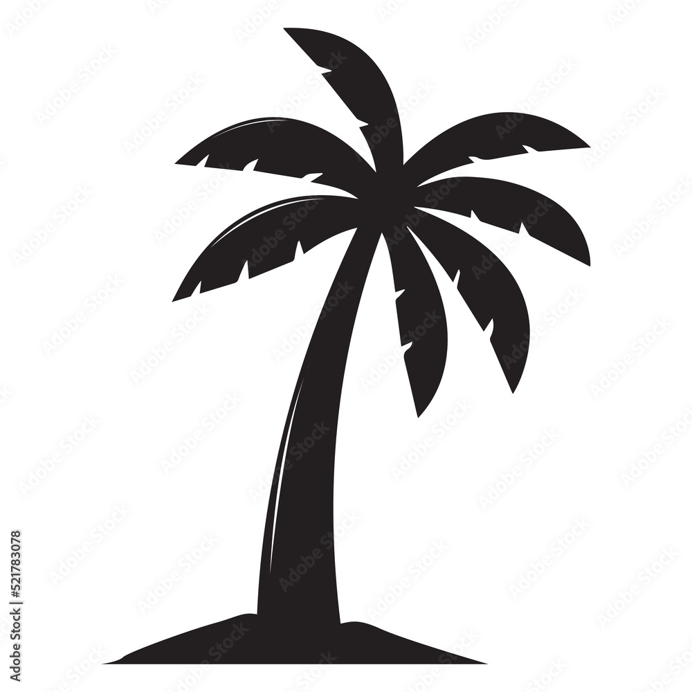 Black single palm tree silhouette icon isolated Stock Vector | Adobe Stock