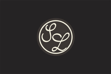 Wall Mural - Initial letter SL monogram logo with simple and creative cirle line design ideas