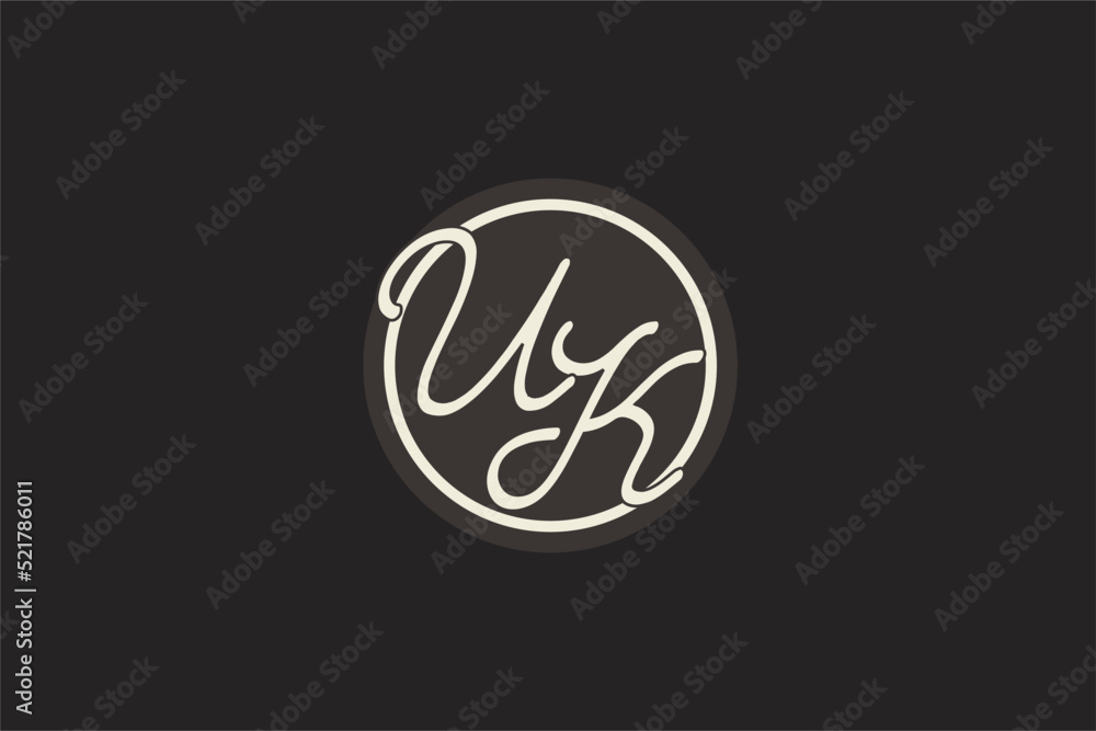 Initial letter UK monogram logo with simple and creative cirle line ...