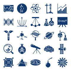 Science icon set in glyph style
