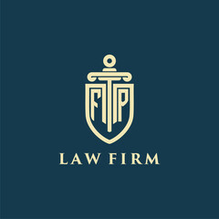 Wall Mural - FP initial monogram for law firm with sword and shield logo image