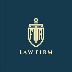 Wall Mural - FR initial monogram for law firm with sword and shield logo image