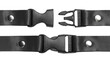 Black opened and fastened locking straps, isolated on white background