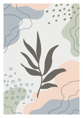 Wall Mural - botanical art. abstract organic vector shapes, leaves, branch, plants. natural elements in doodle st