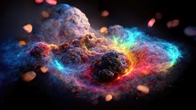 Space Nebula, 4k Colorful Abstract Background Image, 3d Illustration, 3d Render Space, Surreal Explosion, Colorful Stars And Asteroids Particles, Surreal Nebulae