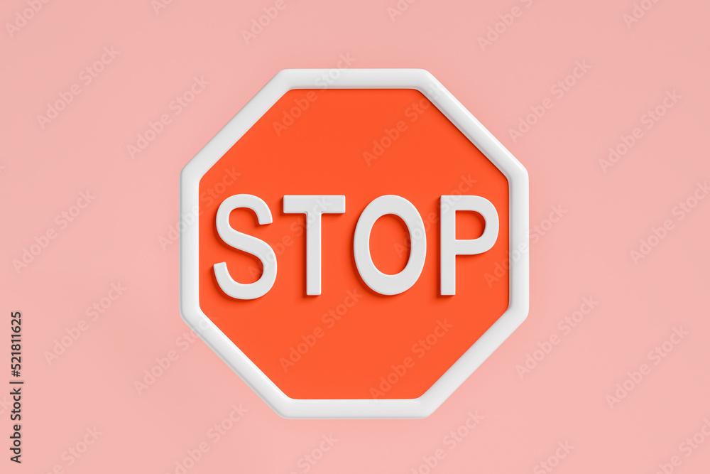 Stop sign on pink background, concept of prohibition の Stock イラスト ...