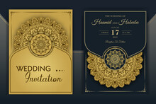 Luxury Mandala Wedding Invitation Card Template With Golden Arabesque Pattern Arabic Islamic East Background Style. Editable Vector File. Decorative Mandala For Print, Poster, Cover, Flyer, Banner