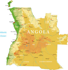 Canvas Print - Angola highly detailed physical map