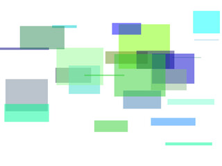 Wall Mural - Abstract blue green rectangles overlay with transparent PNG back