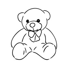 Wall Mural - Hand drawn isolated Teddy bear. Doodle vector illustration