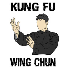 wing chun kung fu logo vector illustration perfect for logo brand or product printing