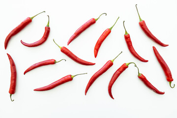 Red chili peppers, isolated on white background