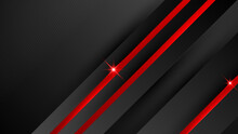 Abstract Modern 3d Red Black Background With Lines Arrow Geometric Overlap Shape Elements. Red Black Background. Abstract Banner. Vector Illustration