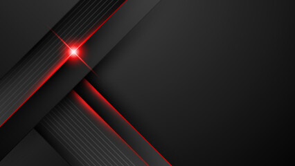 Wall Mural - Abstract modern 3d red black background with lines arrow geometric overlap shape elements. Red Black Background. Abstract Banner. Vector illustration