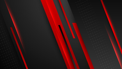 Abstract modern 3d red black background with lines arrow geometric overlap shape elements. Red Black Background. Abstract Banner. Vector illustration