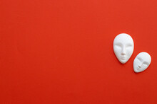 Ceramic White Mask On Red Background