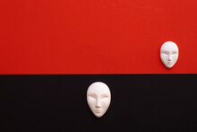 Ceramic White Mask On Red Black Background