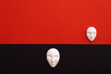 Ceramic White Mask On Red Black Background