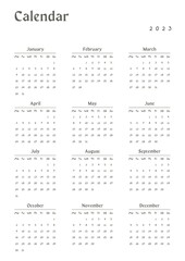 Wall Mural - Minimal Calendar 2023 Planner Template Sheet, Elegant Planner Template Sheet. Minimalist Calendar Planner Page Template.1