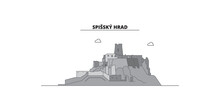Slovakia, Spissky Hrad City Skyline Isolated Vector Illustration, Icons