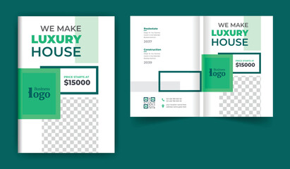 Poster - Real-estate or construction business brochure cover design template. colorful abstract and creative modern layout theme for multipurpose use. Fully editable text and vector