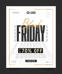 Wall Mural - Creative black friday sale flyer, poster template for social media post or ad banner. Minimal layout white background design