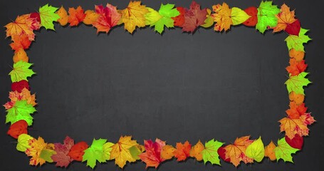 Wall Mural - Animated dry autumn leaves frame, thanksgiving background concept